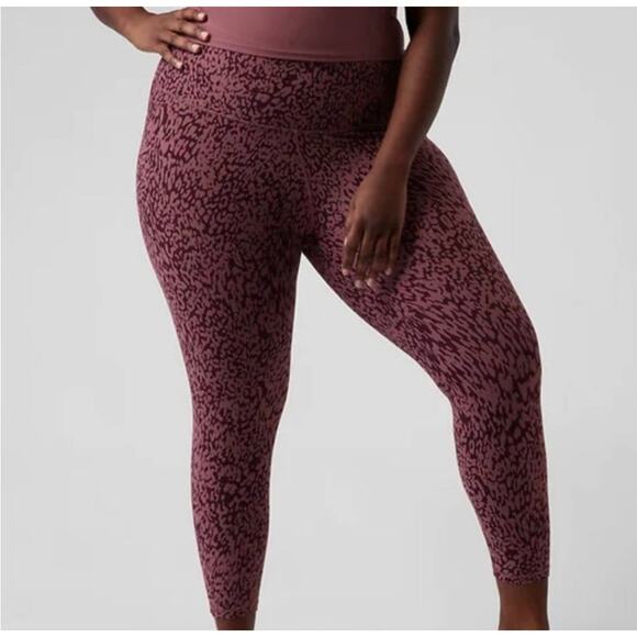 Athleta Salutation Stash Pocket II 7/8 Leggings Ocelot Spot Tawny Rose 3X - Picture 1 of 14